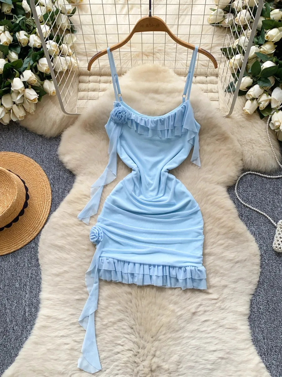 blue ruffle bodycon dress Elegant Ruffle Bodycon Mini Dress  Likemychoice