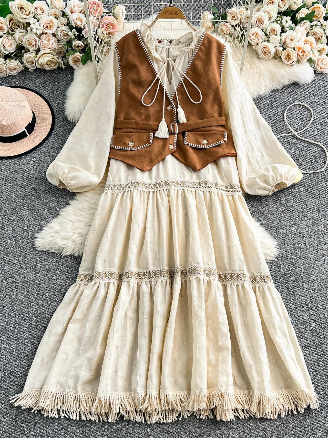 plaid boho dress Wildy BOHO Women's Brown Plaid Plaid V-Neck Short Dress,Summer Cottage Core  Picnic Casual Western Country Holiday Outfit,Chic Music Festival Dress
