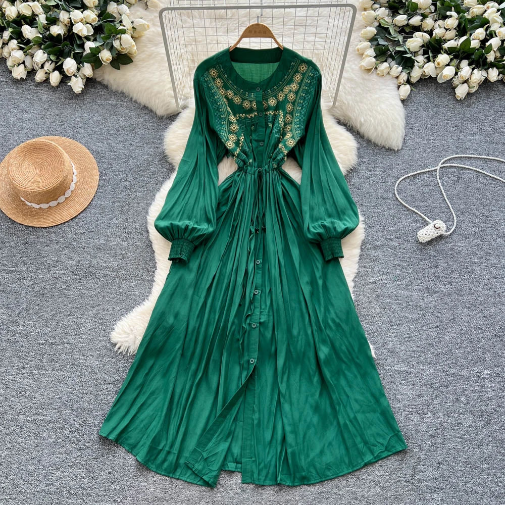 emerald green embroidered dress Emerald Green Embroidered Gown